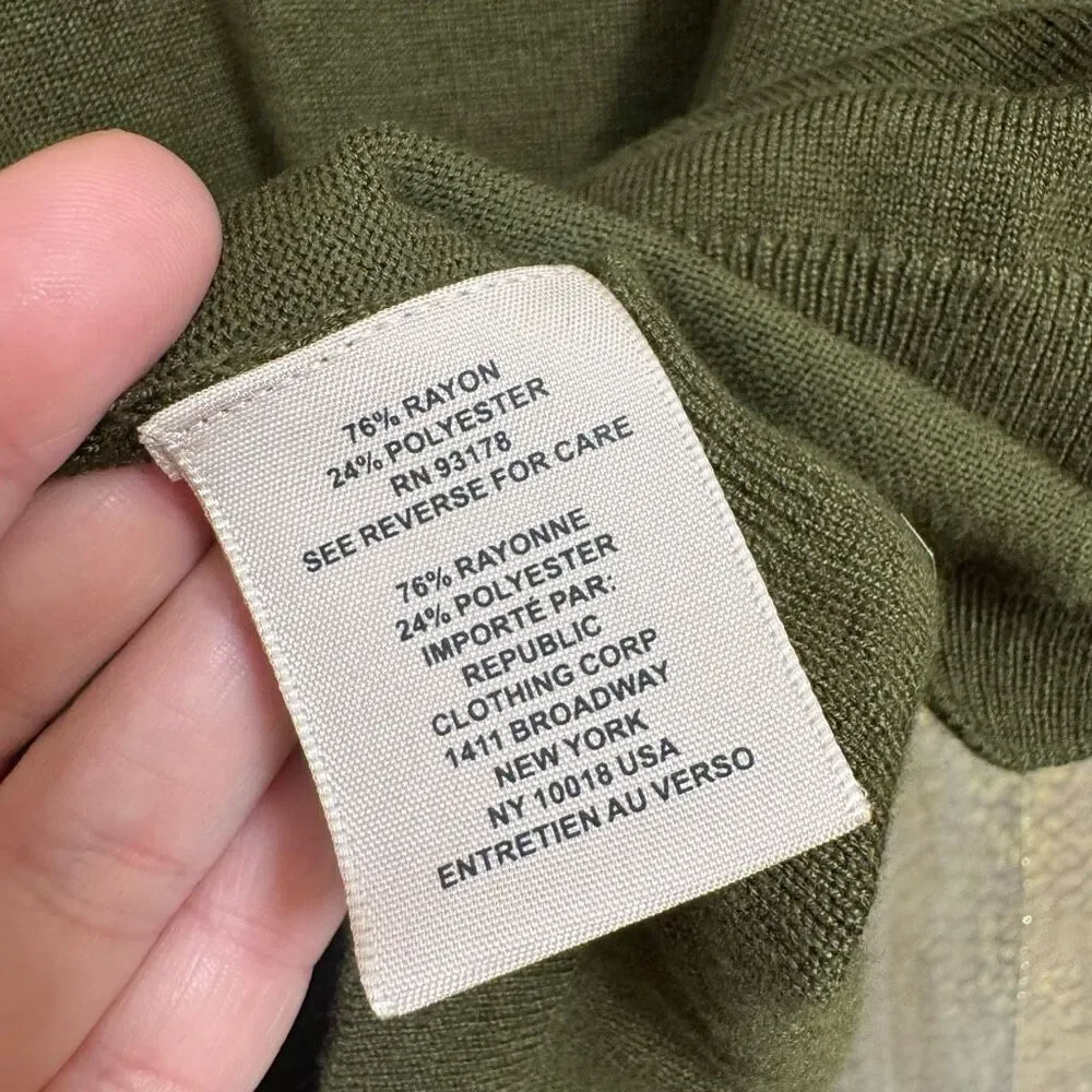 Philosophy Dark Army Green‎ Lightweight Fitted Short Sleeve Sweater Top Large